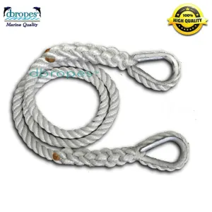 1/2" X 12' Three Strand Mooring Pendant 100% Nylon Rope with 2 Galvanized or SS Thimbles. (Tensile Strength 6400 Lbs.) Made in USA. FREE EXPEDITED SHIPPING