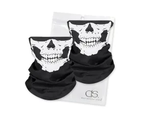 2 Pieces Skull Face Masks Motorcycle Neck Warmer - Black