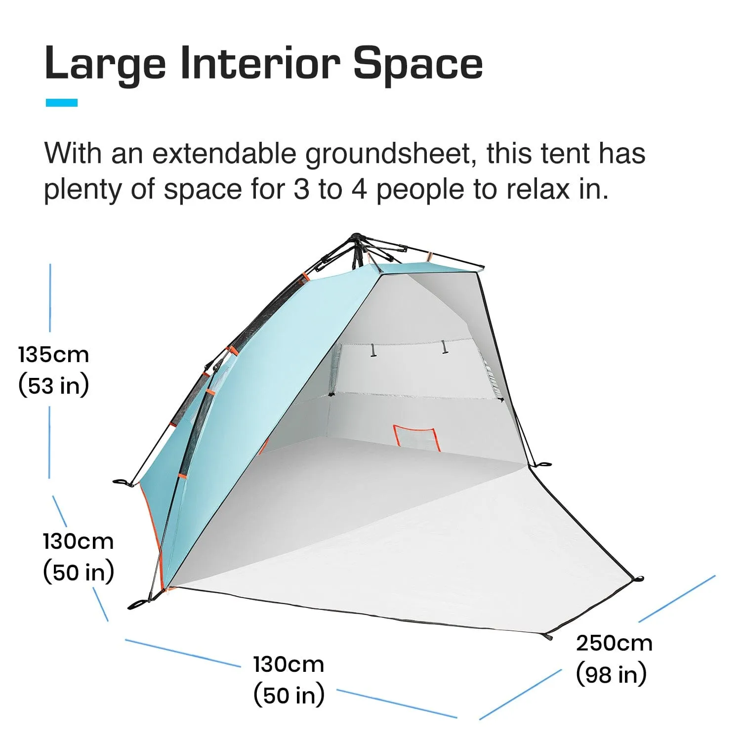 3-4 Person Luxury Beach Tent with UPF 50  Rated Sun Protection