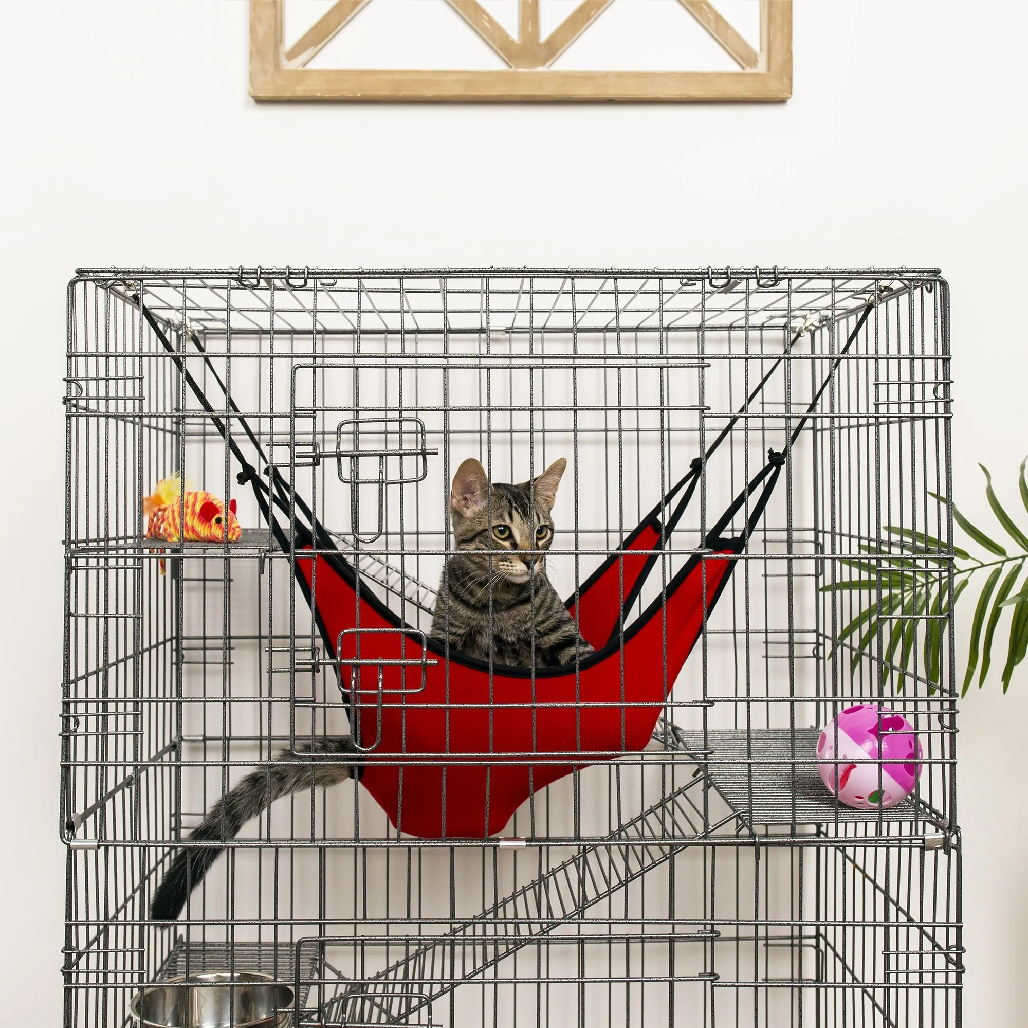 30x19x43in 4-Tier Cat Cage Playpen Crate w/ Hammock, Wheels, Shelves