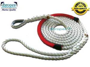 3/4" X 10' Three Strand Mooring Pendant 100% Nylon Rope with Thimble and Chafe Guard. (Tensile Strength 13800 Lbs.) Made in USA. FREE EXPEDITED SHIPPING. (Select color before add to cart)