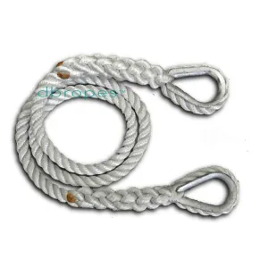 3/4" X 20' Three Strand Mooring Pendant 100% Nylon Rope with 2 Galvanized or SS Thimbles. Made in USA.