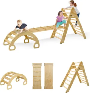 7-in-1  Triangle Set Play Set : Foldable Ladder, Ramp, & Arch Rocker for Toddlers 1-6