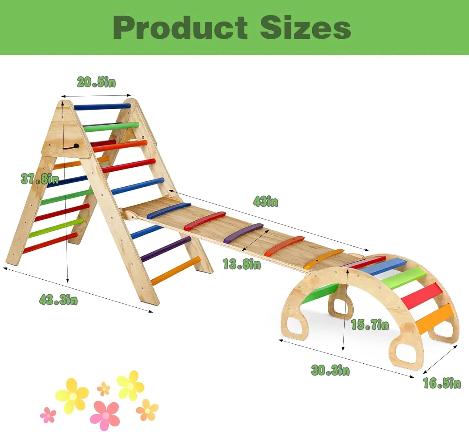 7-in-1  Triangle Set Play Set : Foldable Ladder, Ramp, & Arch Rocker for Toddlers 1-6