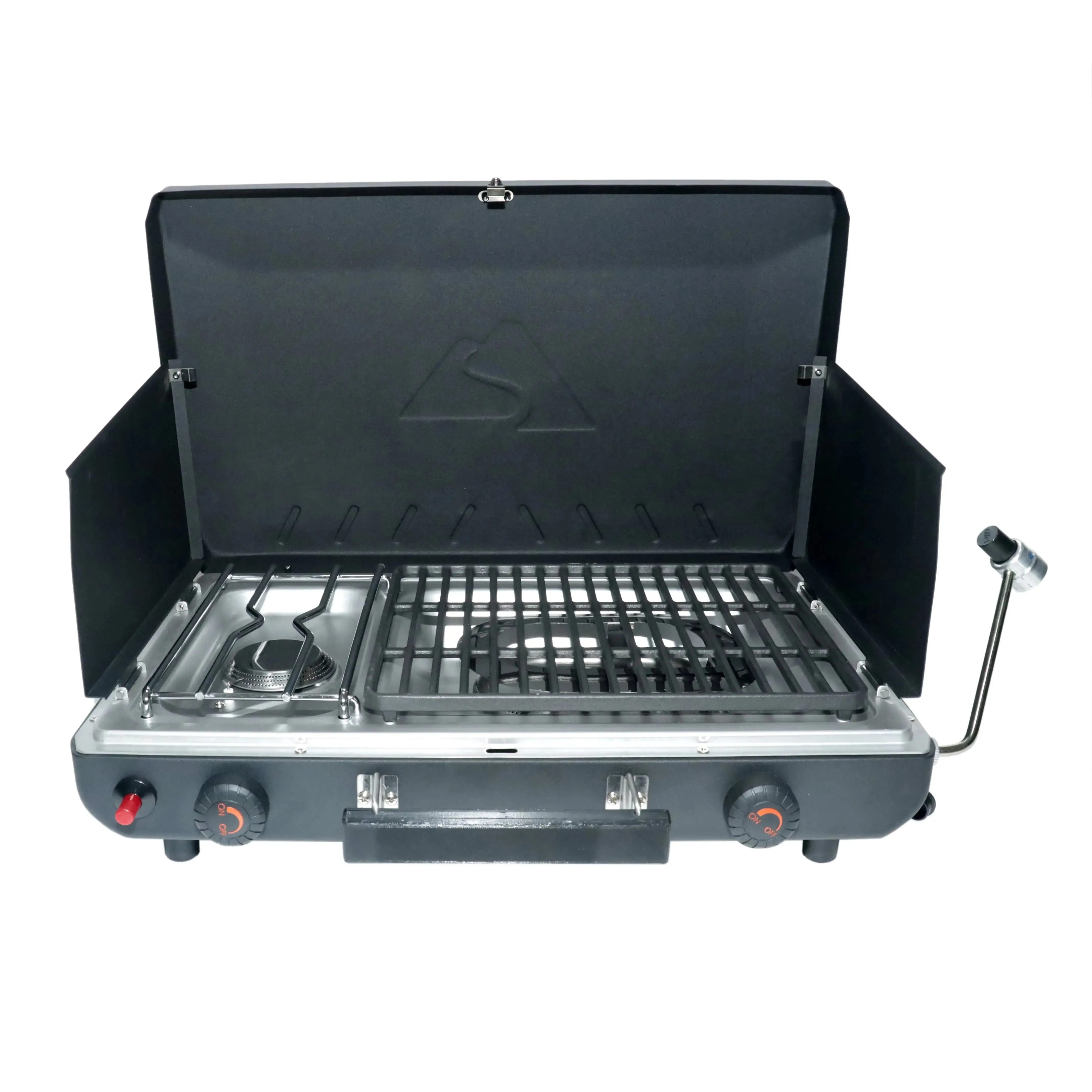 camp stove with 2 burners Propane 2-In-1 Portable 2 Burner Grill Camp Stove, Model GCT2220WB