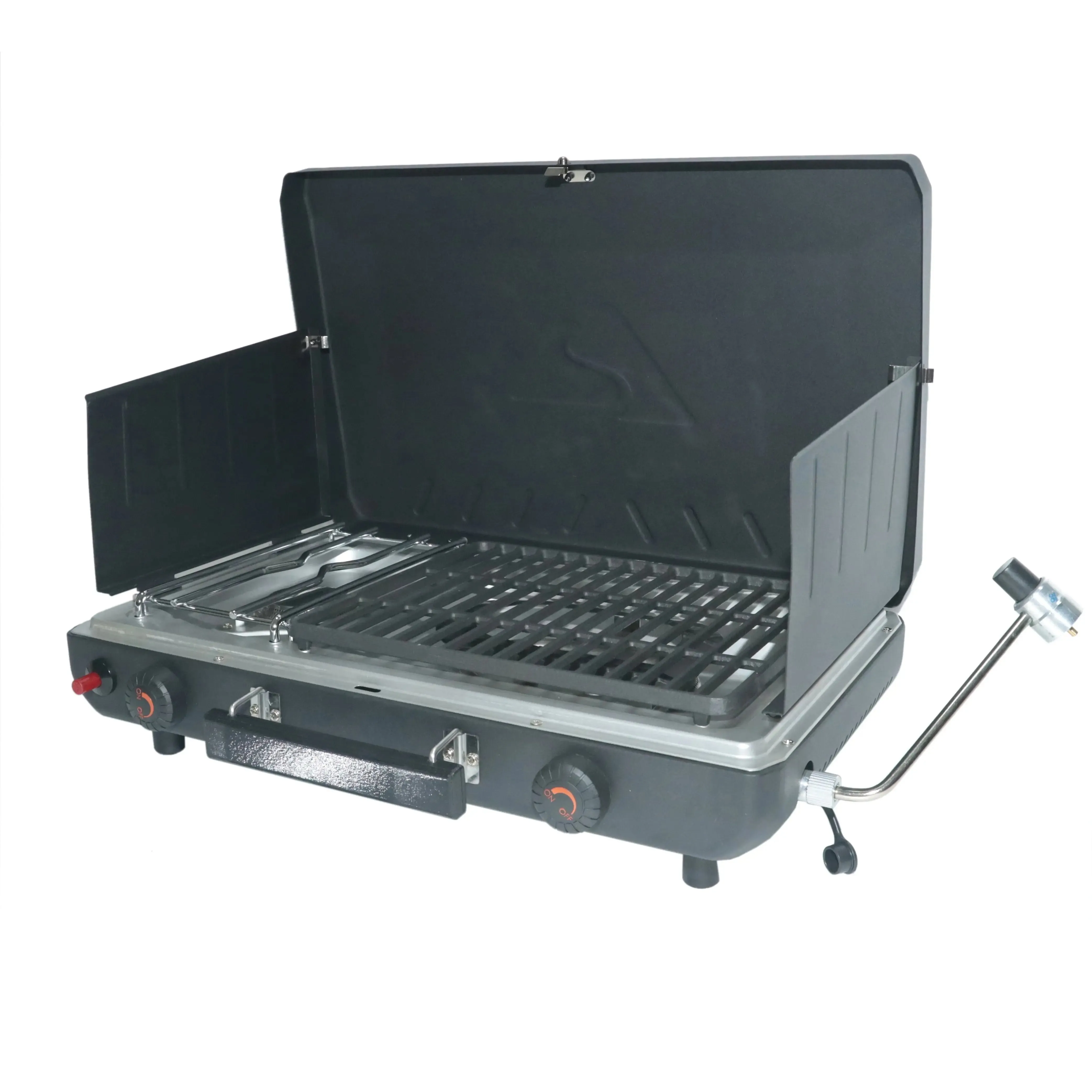 camp stove with 2 burners Propane 2-In-1 Portable 2 Burner Grill Camp Stove, Model GCT2220WB