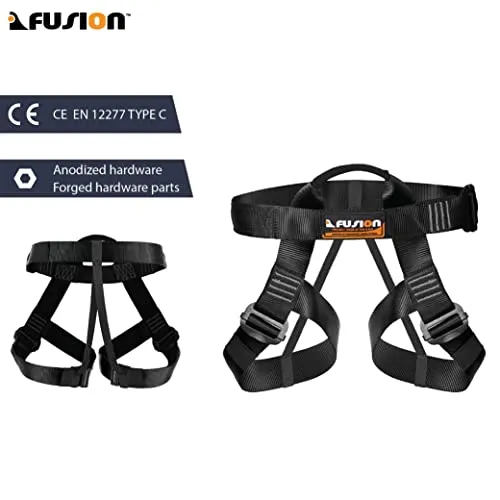 Fusion Climb Half Body Climbing Harness, Black Gray, One Size (TCH-107-2139-BLKGRY)