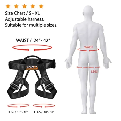 Fusion Climb Half Body Climbing Harness, Black Gray, One Size (TCH-107-2139-BLKGRY)