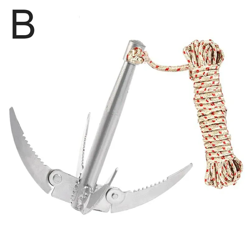 Grappling Hook Survival Tool With Rope Folding Anchor Sturdy For Small Boat, Climbing