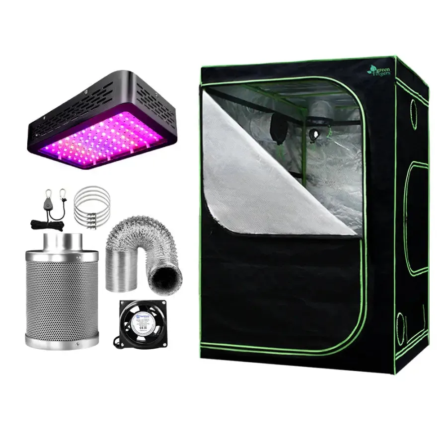 Green Fingers Grow Tent 1000W LED Grow Light 150X150X200cm Mylar 4" Ventilation