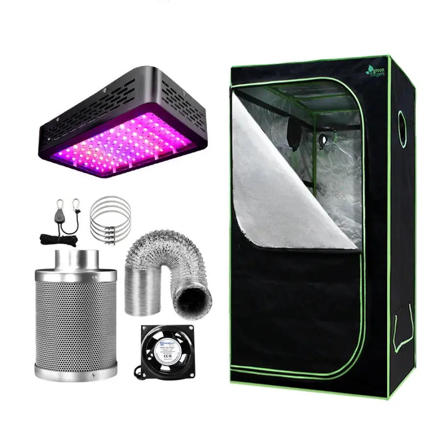 Green Fingers Grow Tent 1000W LED Grow Light 80X80X160cm Mylar 4" Ventilation