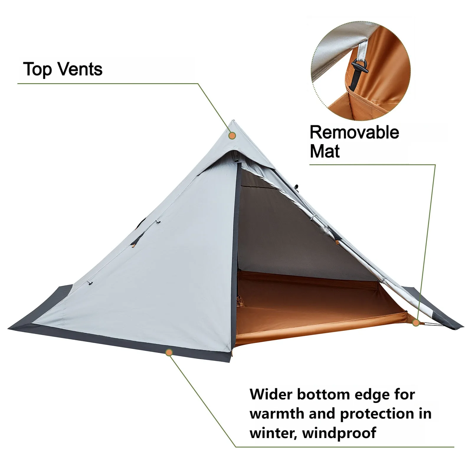 KingCamp ANIZO 320 4-Season Tipi Tent with Stove Jack