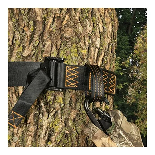 Muddy Outdoors Safety Harness Stitched Nylon Tree Strap with Steel Buckle for Tree Climbing & Hunting