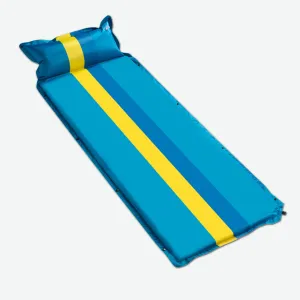 Self Inflating Mattress Sleeping Mat Air Bed Camping Camp Hiking Joinable Pillow - light blue