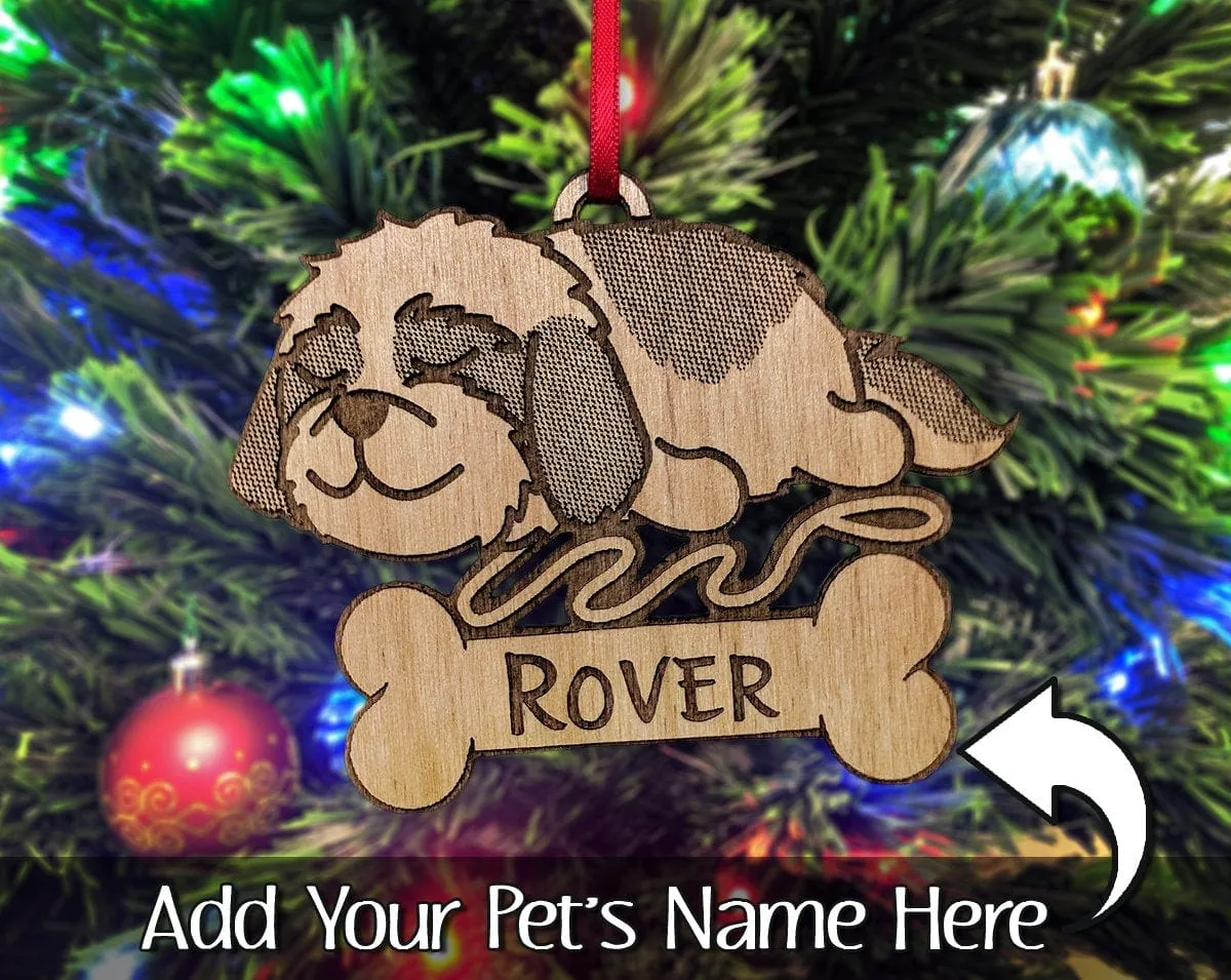 Shih tzu Havanese Personalized Engraved Cute Sleeping Dog Wood Ornament for Dog Mom Pet Dad Kids First Puppy Holiday Decoration Gift for her